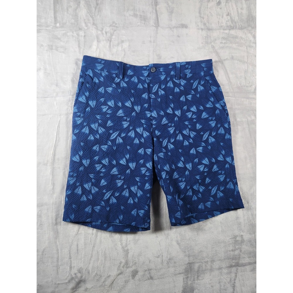 PGA Tour Golf Shorts Size 34‎ Blue Tropical 8" Inseam Stretch Performance
